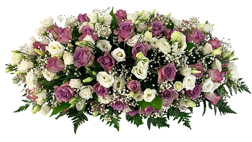 Композиция из живых цветов на гроб по индивидуальному заказу (1,5 м)