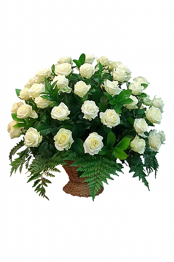 Корзина ритуальная из роз «Малая» (КЖМ)