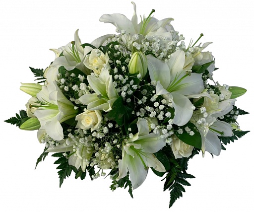 Композиция из живых цветов на гроб (50 см) ВЖФ.2.10