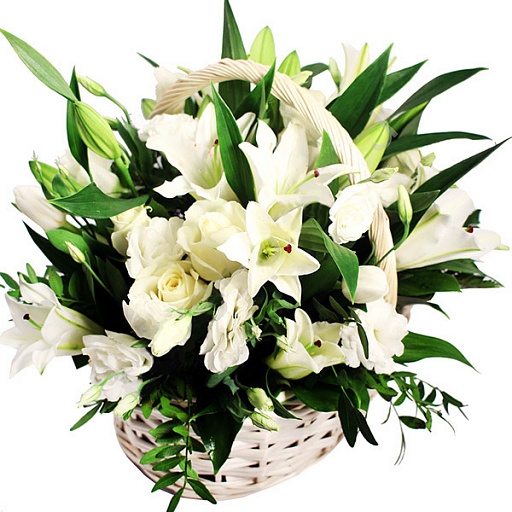 Корзина ритуальная из живых цветов маленькая (КЖ‑3), Лилии
