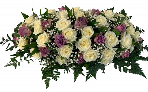 Композиция из живых цветов на гроб (1 м) ВЖФ.1.8