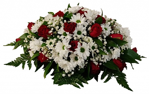 Композиция из живых цветов на гроб (50 см) ВЖФ.2.20