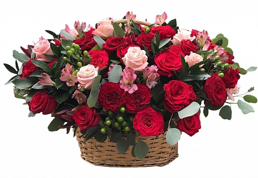 Корзина ритуальная из живых цветов маленькая (КЖ‑3), Розы