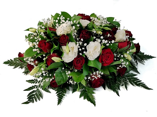 Композиция из живых цветов на гроб (50 см) ВЖФ.2.1