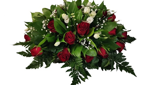 Композиция из живых цветов на гроб (50 см) ВЖФ.2.9